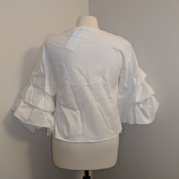 White Ruffle Sleeve Wrap Blouse - Picture 4 of 4